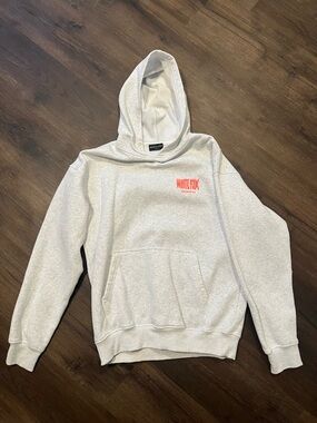 White Fox Boutique Light Gray Hoodie with Orange Logo
